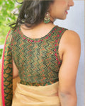 BL-V04653 Green Ajrak Blouse