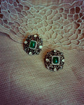 AS-X05052 Green Square Earring