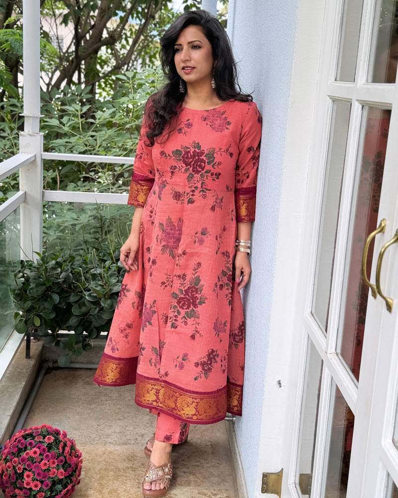 EE-V14629R Pink Floral Cotton Set