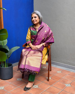 EE-X06261 Purple Kanchi Dupatta