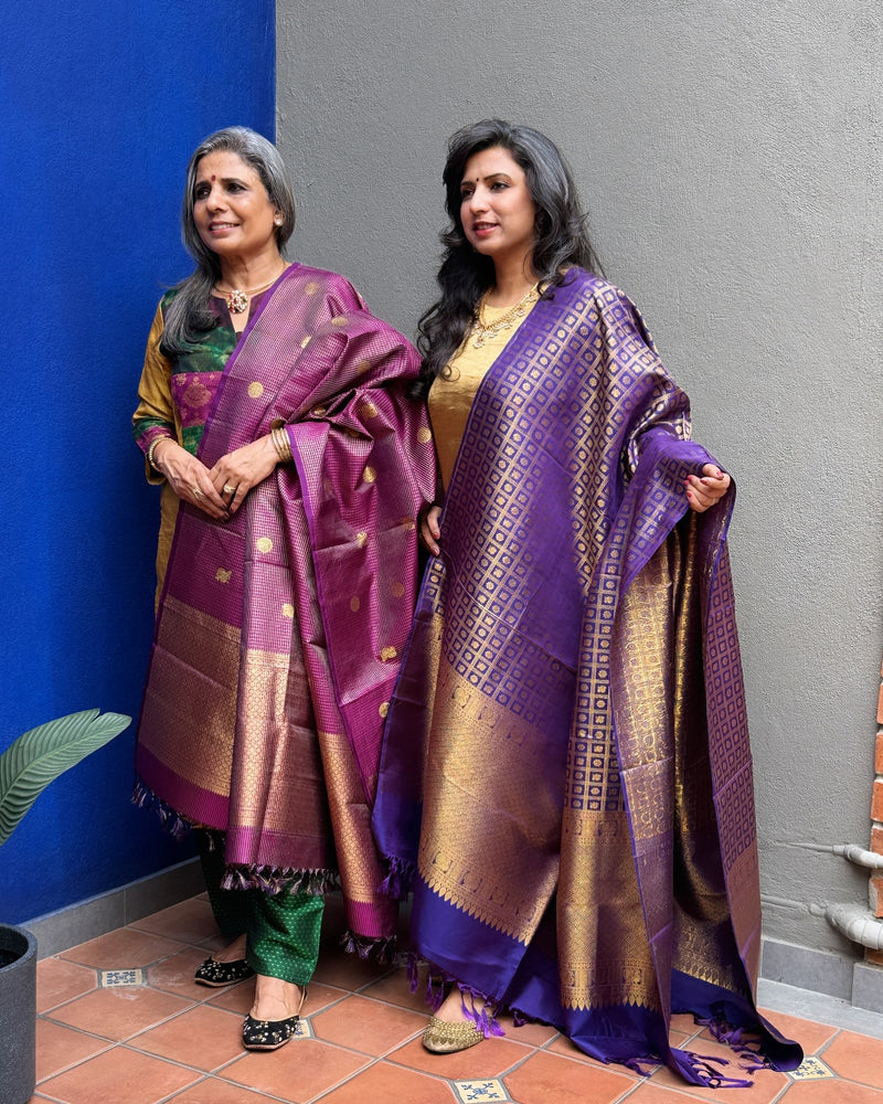 EE-X06261 Purple Kanchi Dupatta