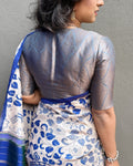 BL-V15870R Grey Banarsi RBlouse