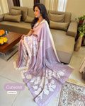 EE-X01328 Lilac Cutwork Batik Saree