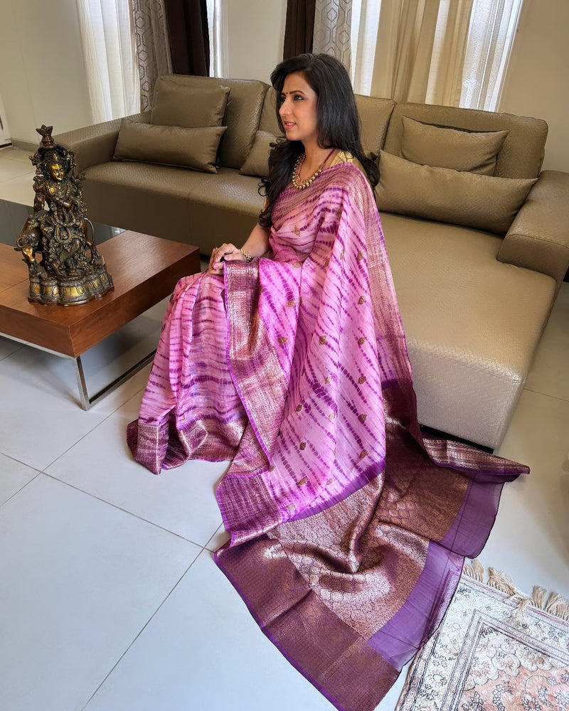 EE-X00717 Purple Organza sari