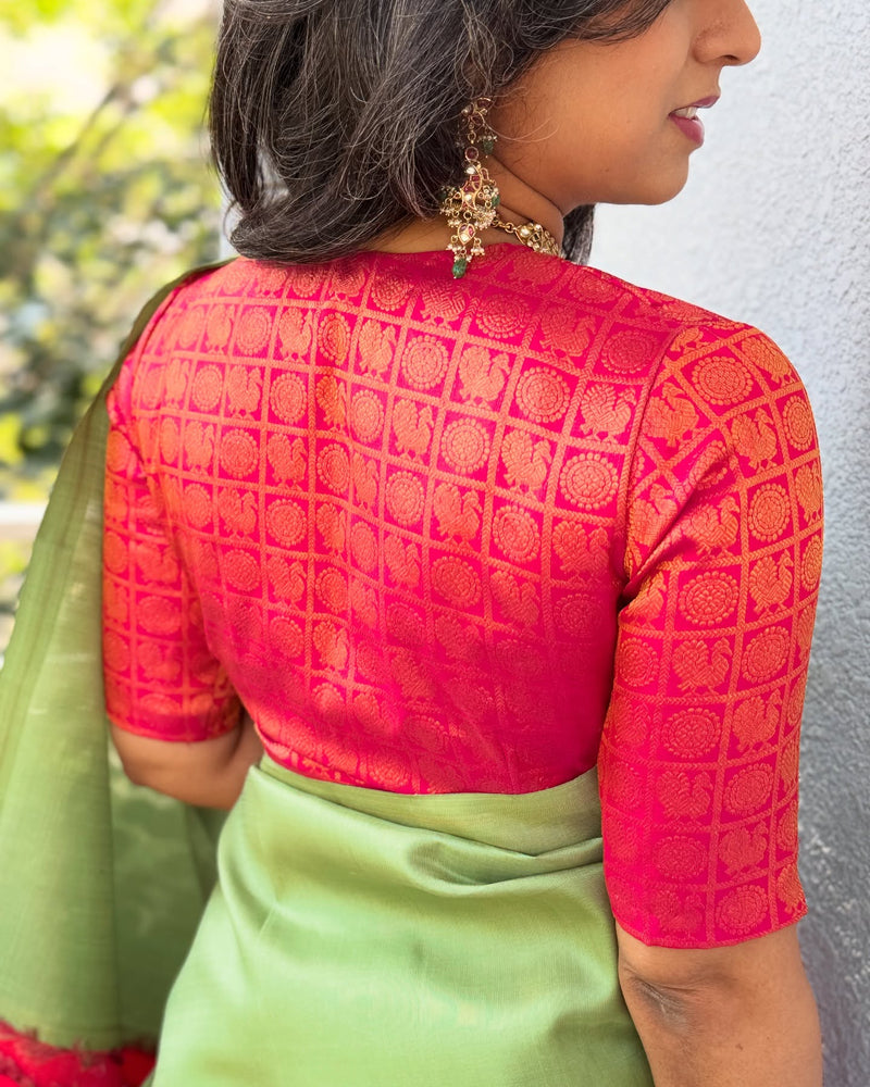 BL-X10952 Pink Kanchi Blouse