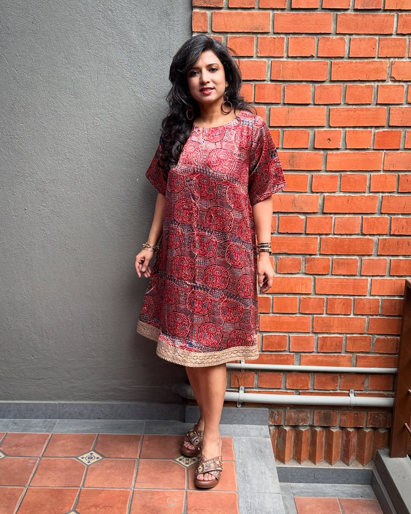 EE-S45452S Ajrakh Red Salwar