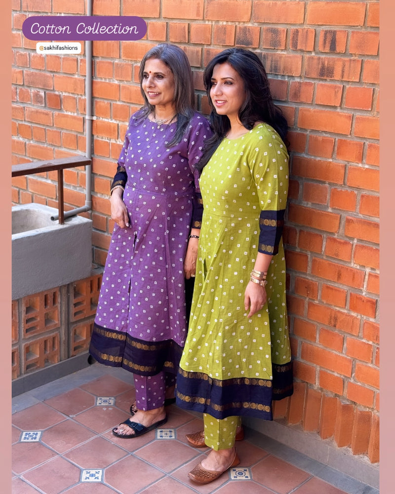EE-X15392 Green Sungudi Cotton Set
