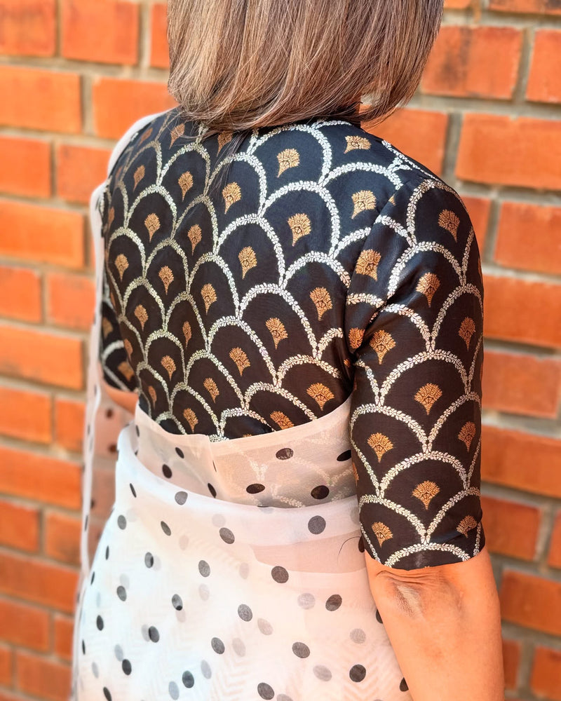 BL-X14676R Black Banarsi Blouse