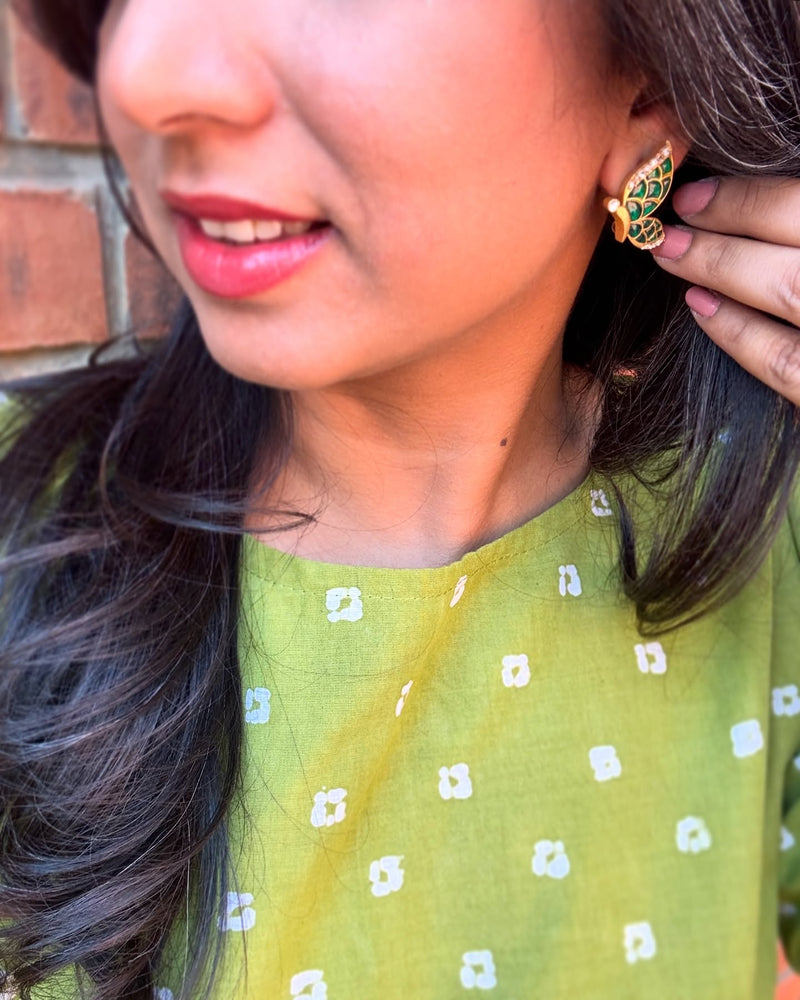 EE-X15392 Green Sungudi Cotton Set