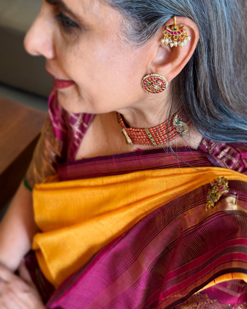 EE-X14924 Mustard Rawsilk Saree