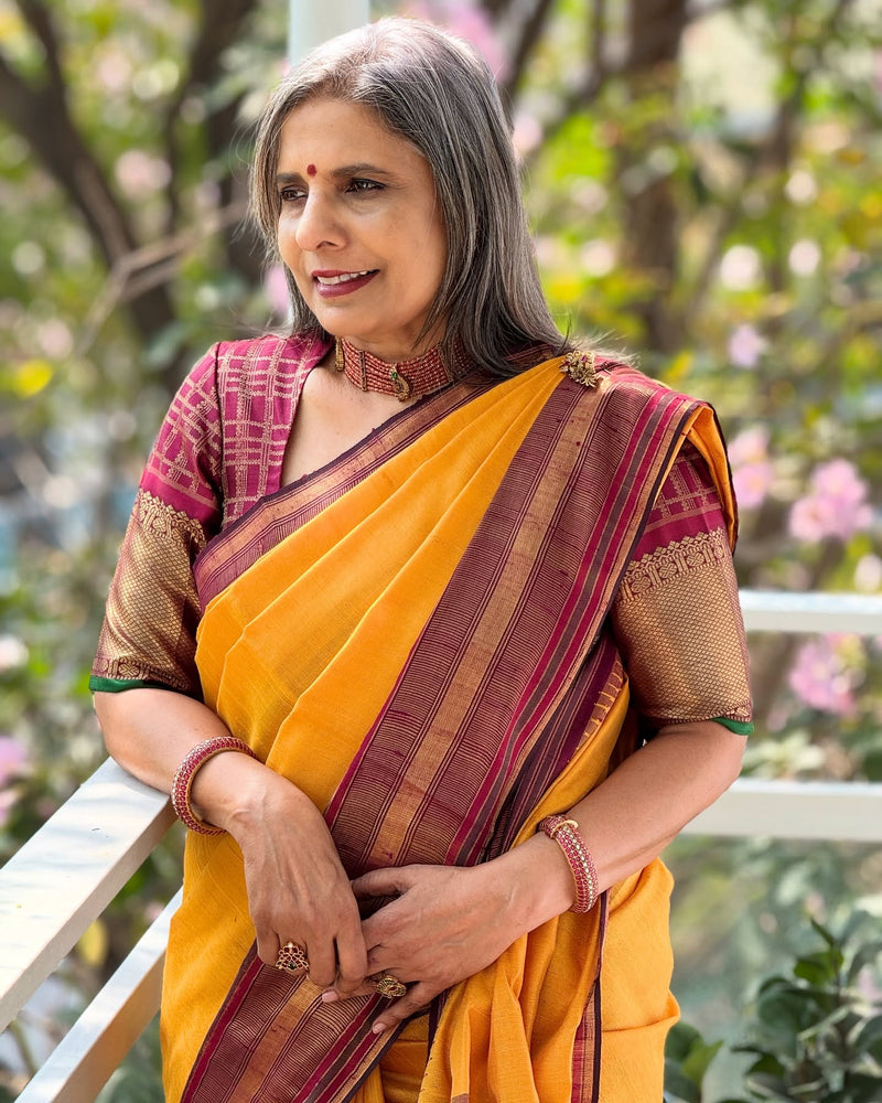 EE-X14924 Mustard Rawsilk Saree