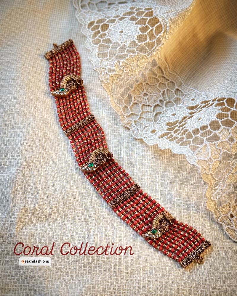 AS-X17480 Silver Gold Coral choker