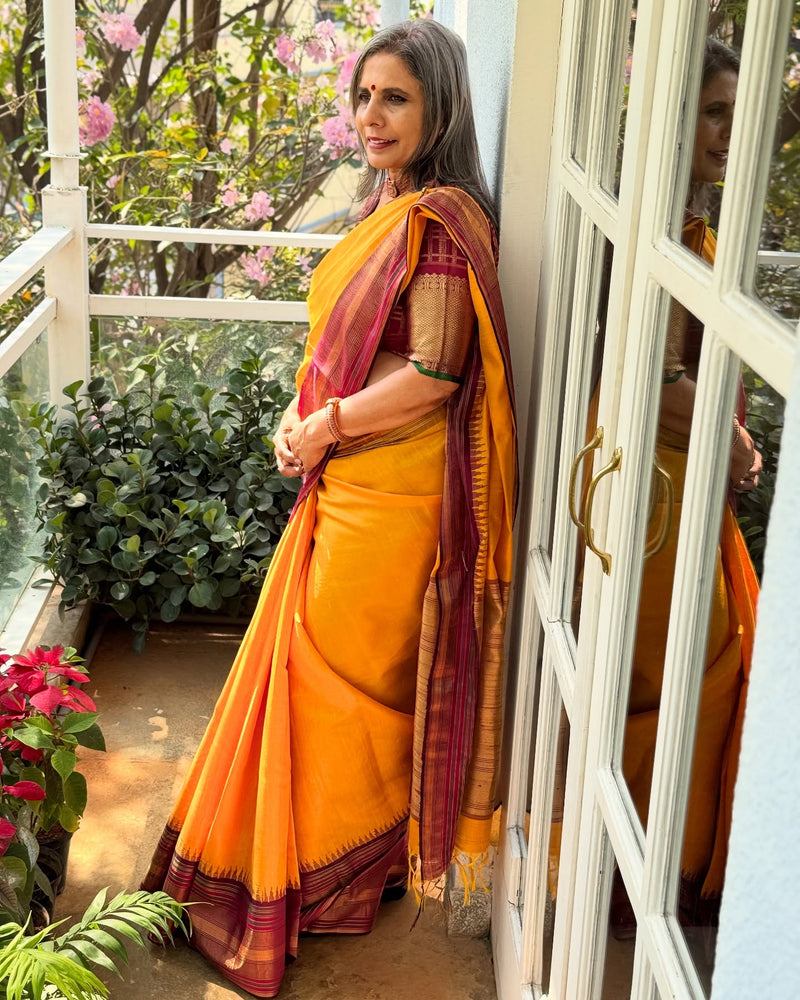 EE-X14924 Mustard Rawsilk Saree