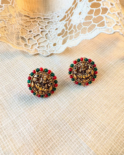 AS-X17476 Silver Gold Lakshmi Earring