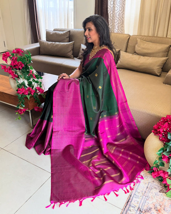 EE-X16811 Purple Green Kanchi Saree