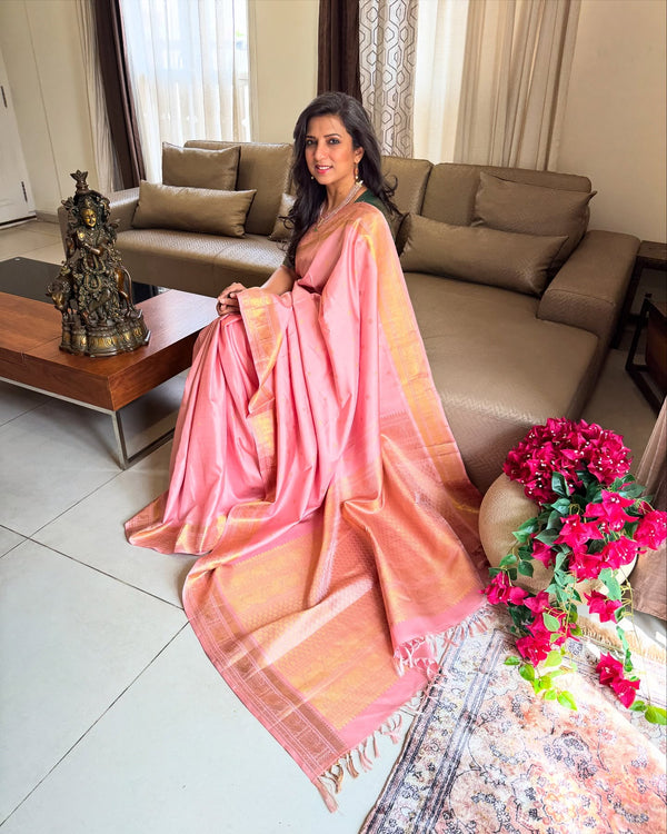 EE-Y01133 Peach Kanchi Saree