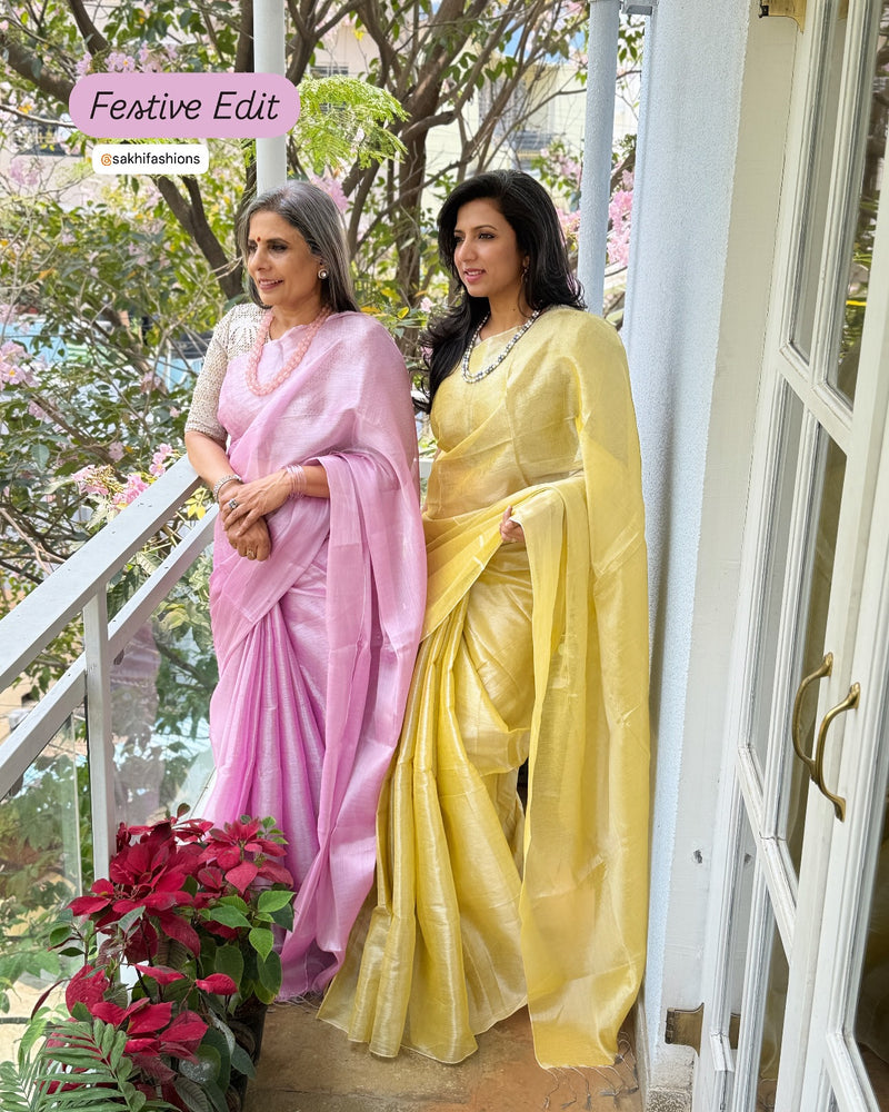 EE-X15956 Pink Tissue Cotton Sari