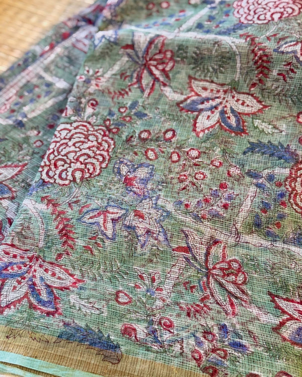 DP-Y01379 Green Kota Cotton Sari