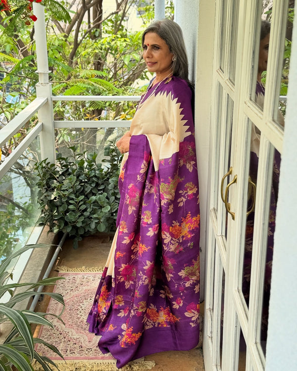 EE-X16572 Purple Tussar Sari