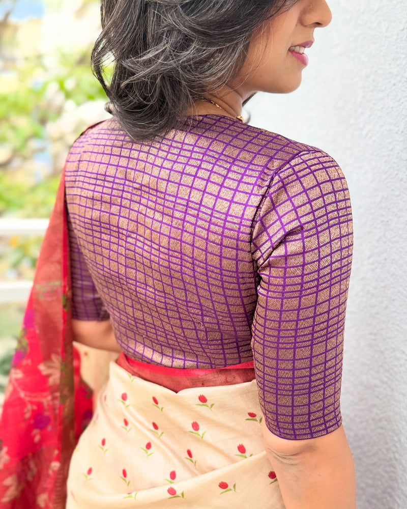 EE-X16567 Red Tussar Sari