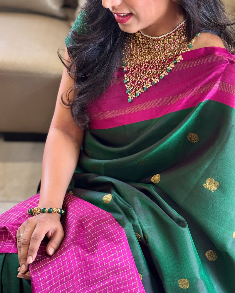 EE-X16811 Purple Green Kanchi Saree