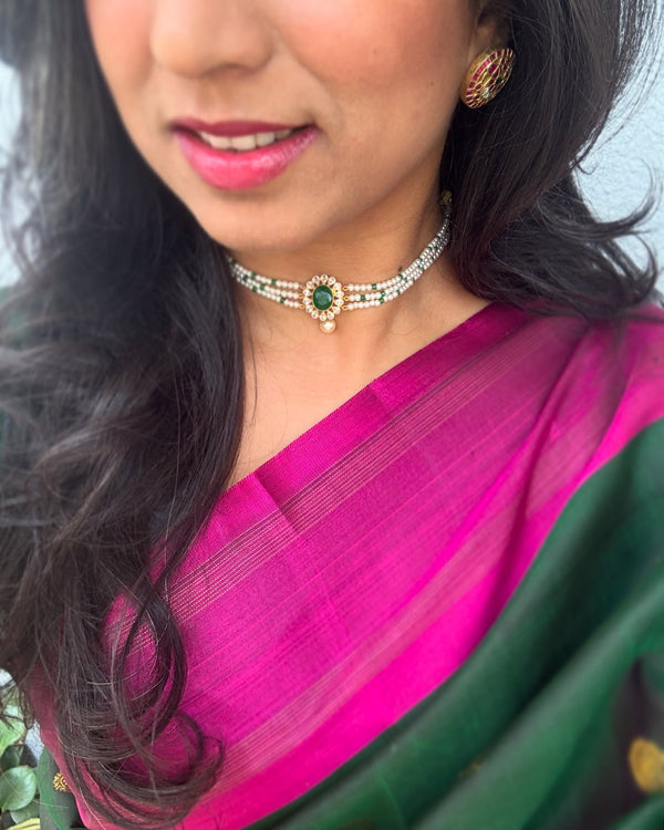 EE-X16811 Purple Green Kanchi Saree