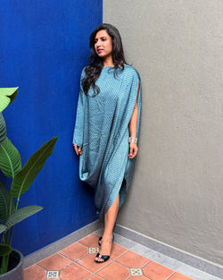 EE-V00446 Blue Ajrak Dress