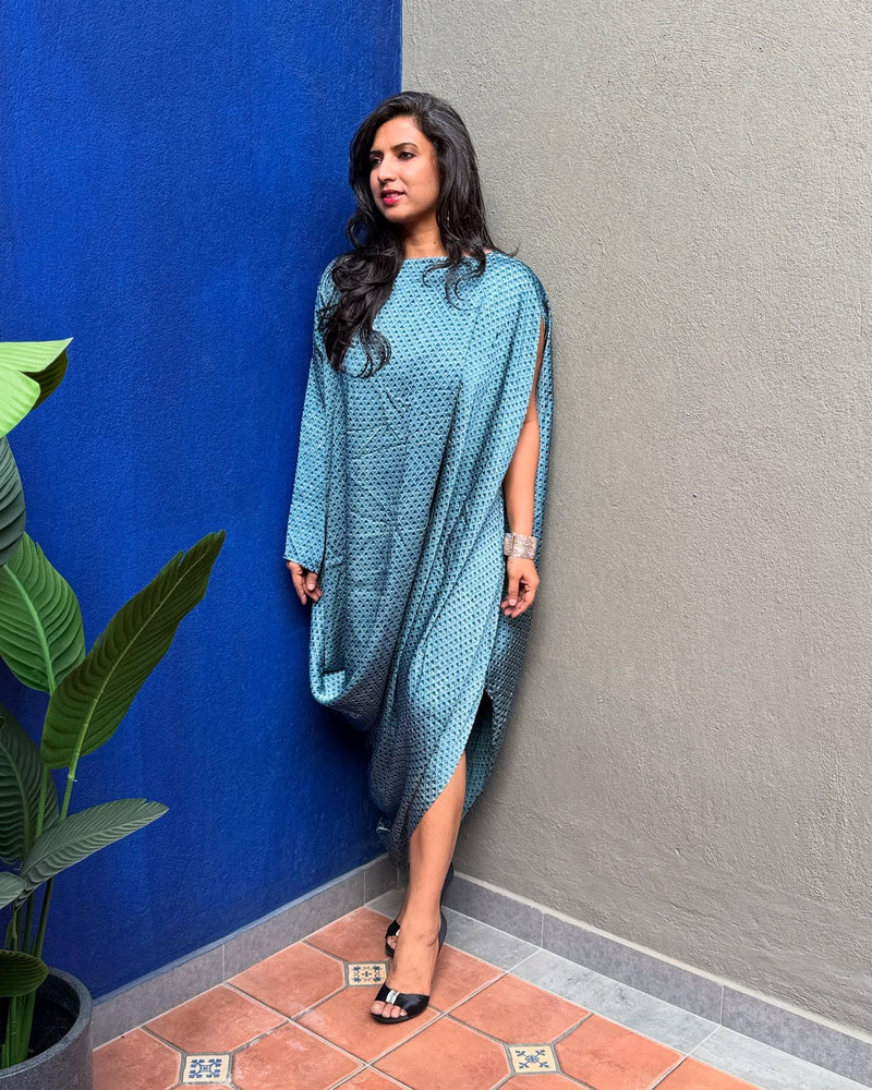 EE-V00446 Blue Ajrak Dress