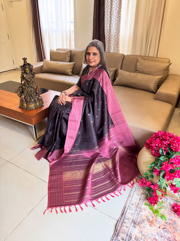 EE-Y00677 Brown Pink Kanchi Sari