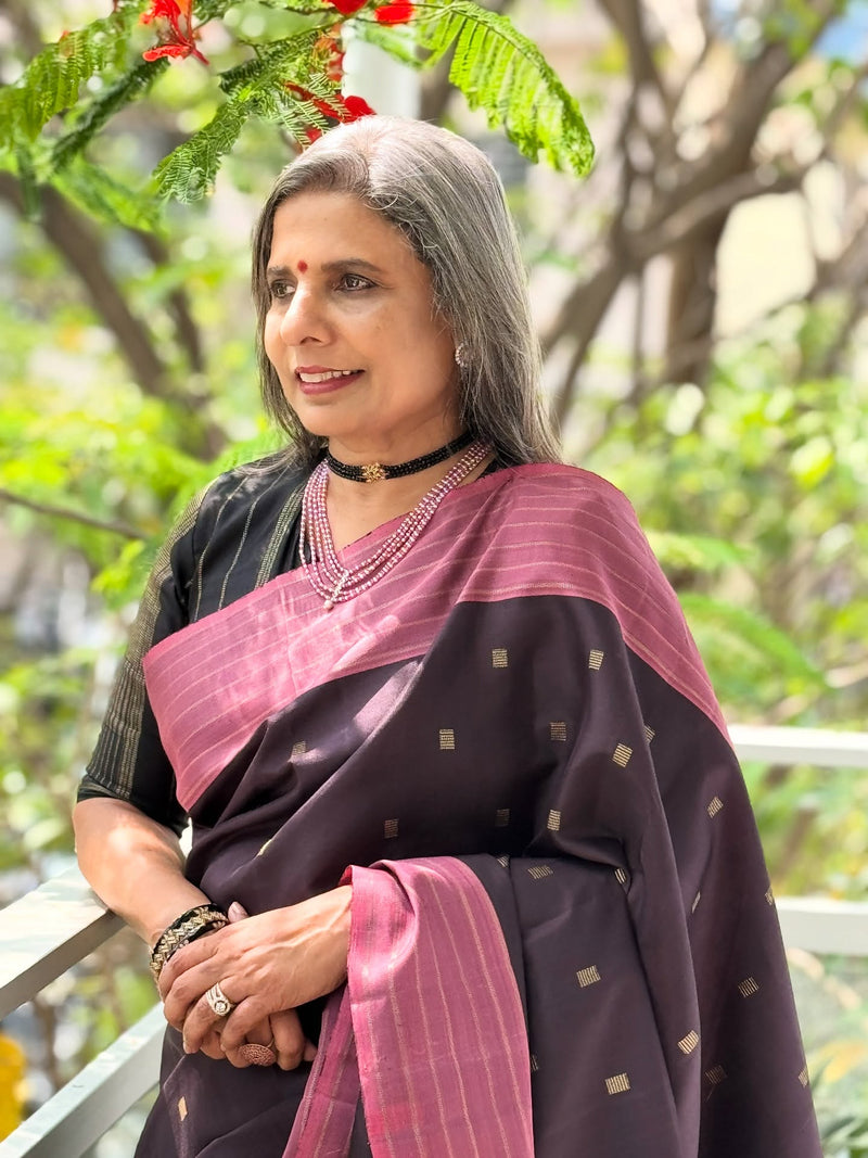 EE-Y00677 Brown Pink Kanchi Sari