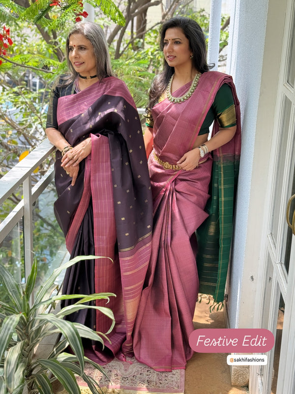 EE-Y00677 Brown Pink Kanchi Sari