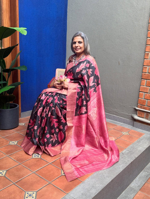 EE-Y02559 Pink Tussar Sari