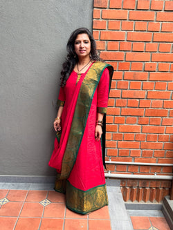 EE-W06217 Red Green SariDress
