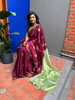 EE-X10965 Maroon Kanchi sari