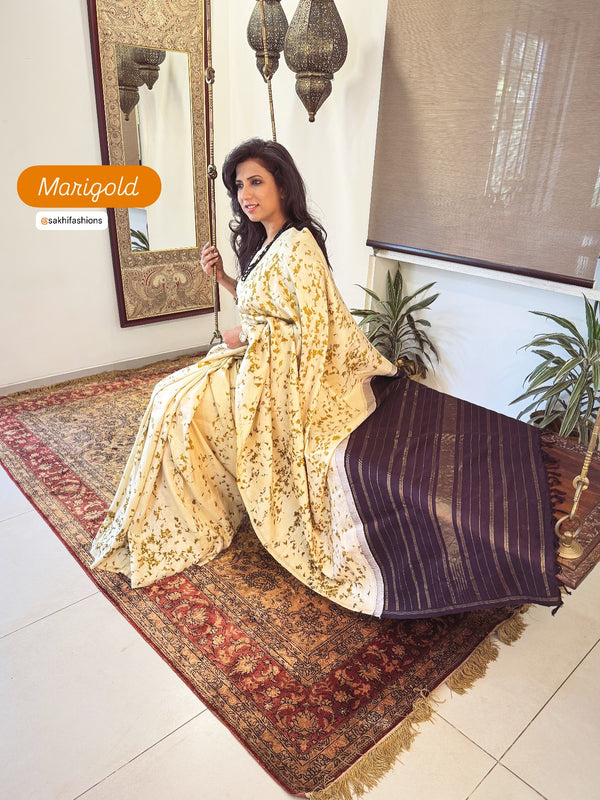 EE-X12213 Marigold eco print Kanchi Sari