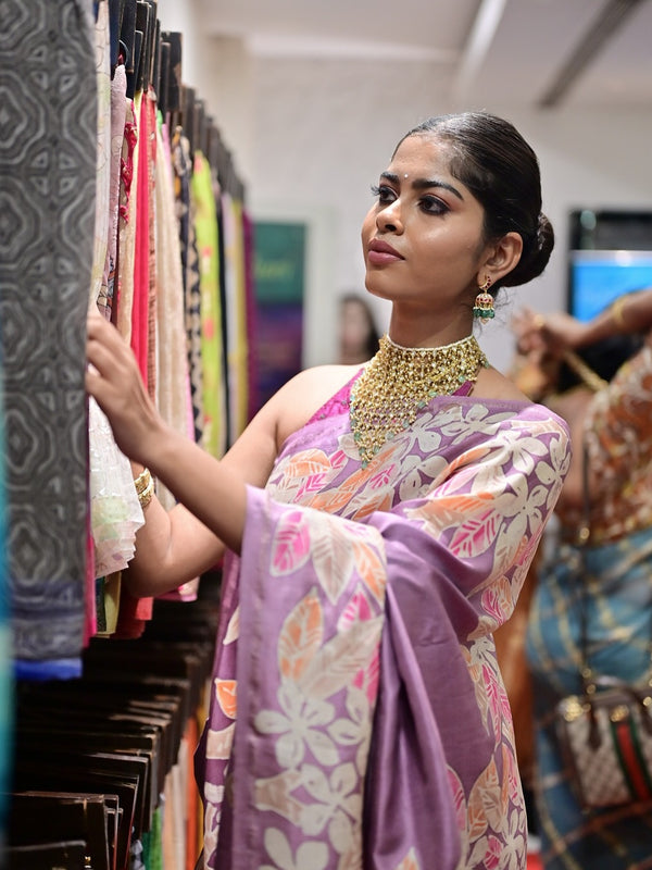 EE-Y06765 Lilac Kanchi batik sari