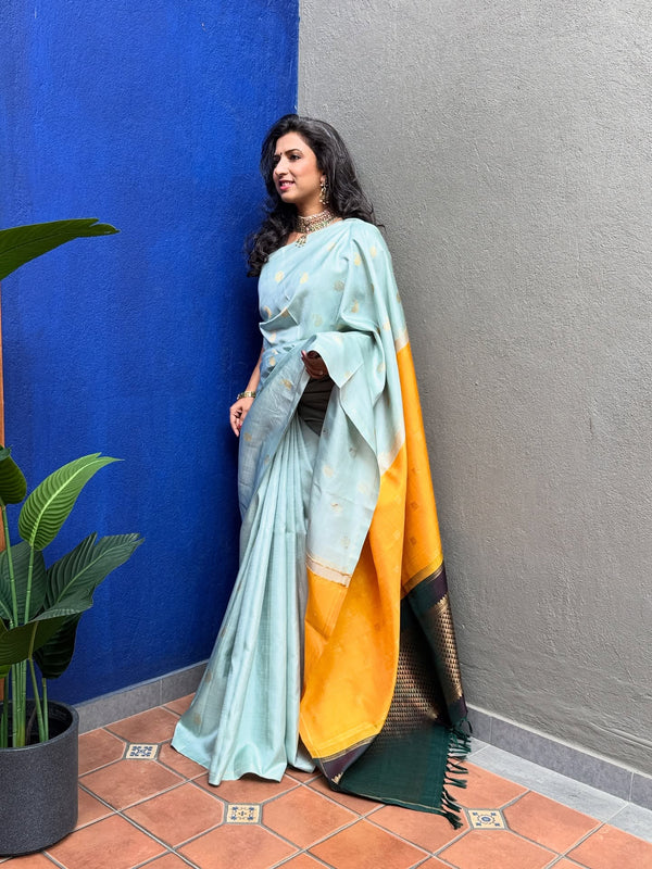 EE-Y09708 Green Double Pallu Kanchi