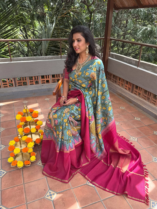 EE-Y08955 Kalamkari Kanchi Silk