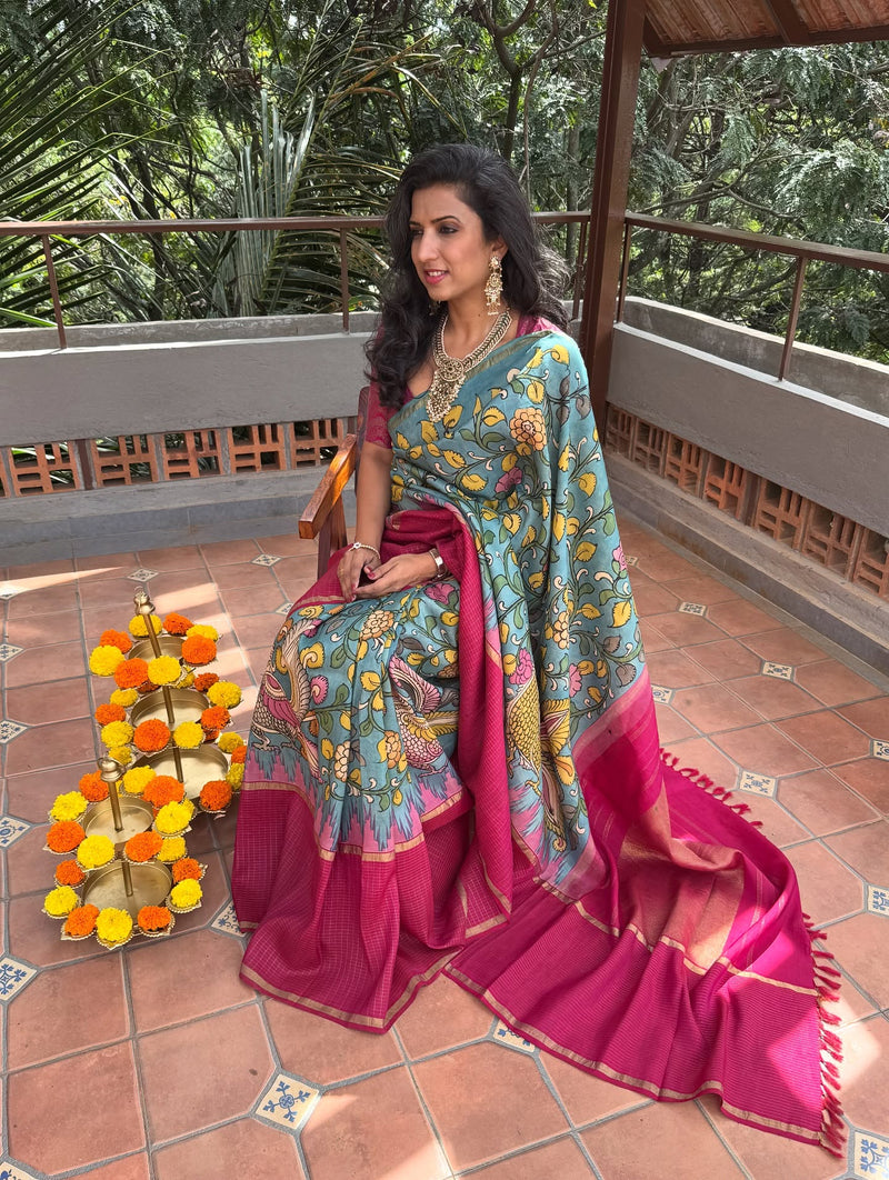 EE-Y08955 Kalamkari Kanchi Silk