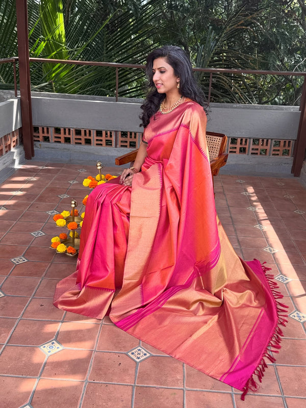 EE-Y05305 Pink Orange Check Kanchi