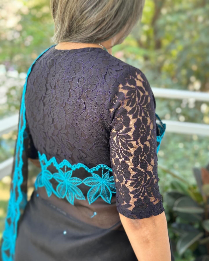 BL-R22445 Black Lace Blouse