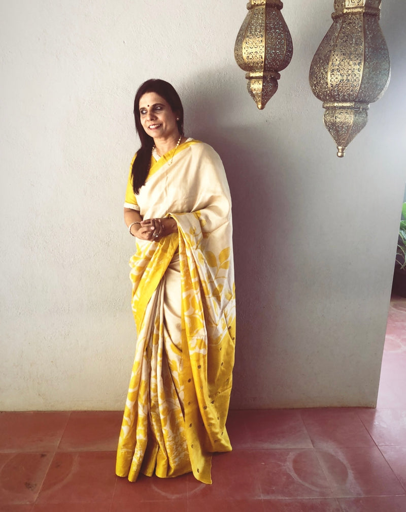 EE-R2579 Yellow Tussar Saree