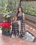 EE-W17264 Silk Kota Black Sari