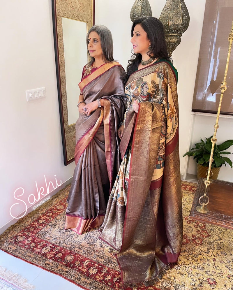 Pink & Green Pure Kanchi Silk Saree | Sakhi Fashions – sakhifashions