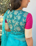 BL-Y260215 Blue Pink CutWork Blouse