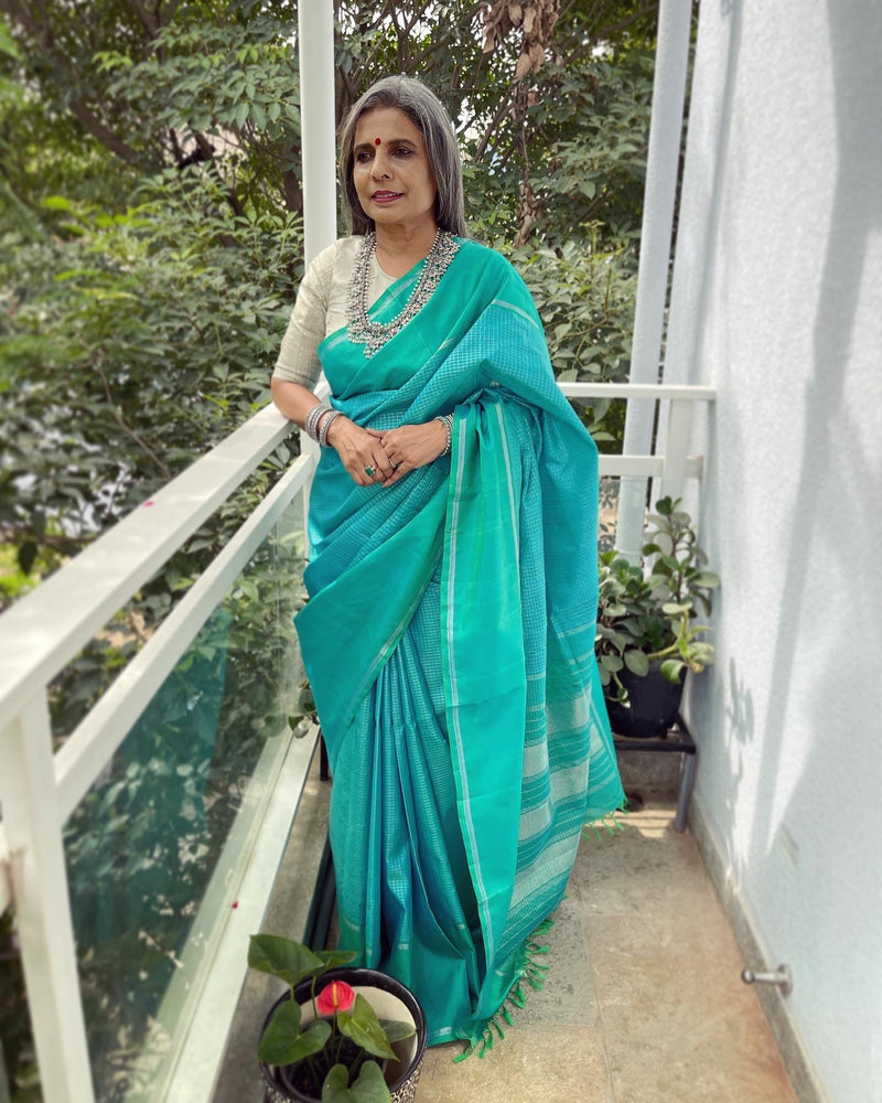 EE-W06069 Blue Kanjeevaram Saree