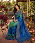 DP-Z03384 Blue Green Floral Kanchi Saree