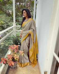EE-W06779 Tussar Stripe Sari