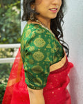 BL-W03834P Green Kanchi Blouse