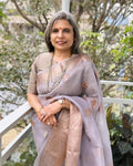 EE-W18577 Grey organza sari